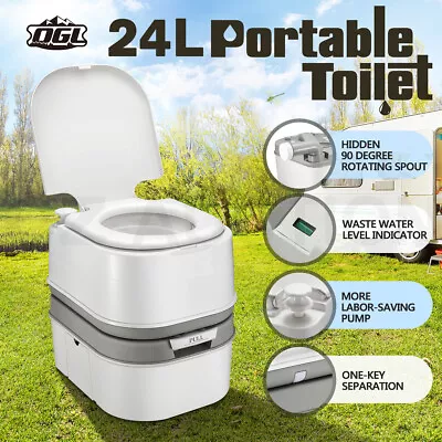 24L Portable Toilet Camping Travel Mobile Potty Caravan Hiking Boating Flushable • $119.95