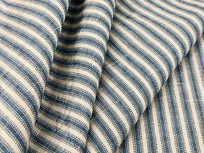 Colefax & Fowler Moire Ticking Stripe Fabric - Sackville / Blue 2.45 Yd F4001-02 • $220.50
