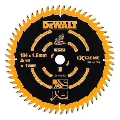 £19.79 • Buy DeWalt DT1670 DT1670-QZ 184mm X 16mm X 60T Cordless Mitre Saw Blade For DCS365