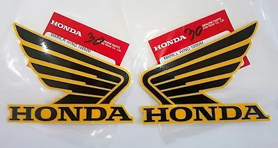 Honda GENUINE Wing Fuel Tank Decal  Sticker 100mm BLACK + ORANGE  ** UK STOCK ** • £9.75