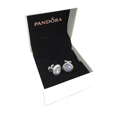 Pandora Sparkling Earrings Genuine  Round HALO ALE Silver Original Gift Box Stud • £24.19