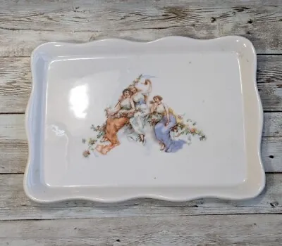 Antique Porcelain Dresser Tray With 3 Muses Girls Victoria Carlsbad Austria • $29