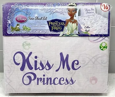 Disney Princess Tiana And The Frog 3Pc Twin Sheet Set KISS ME PRINCESS • $16