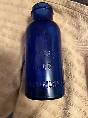 Vintage BLUE BROMO SELTZER EMERSON DRUG CO BALTIMORE MD Bottle 6 1/2  • $30