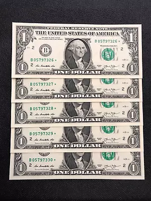 (5) 2013 B (one Dollar) Unc Duplicate Star Notes  - Major Printing Error • $400