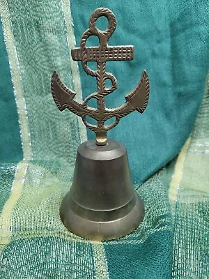 Vtg Nautical Anchor Brass Hand Bell   7  X 3.25  • $9