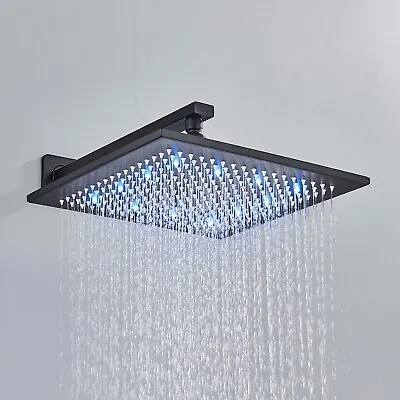 LED 16 Inch Shower Head Black Rain Top Spray High Pressure Black Showerheads • $45