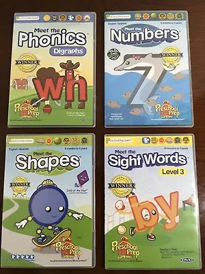 4 DVD LOT Preschool Prep Meet The Sight Words Shapes Numbers. Phonics • $15
