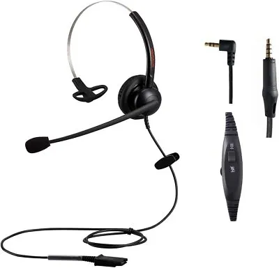 3.5mm/2.5mm Headset With Microphone Call Center Telephone IP Phone Cisco DECT BT • £19.99