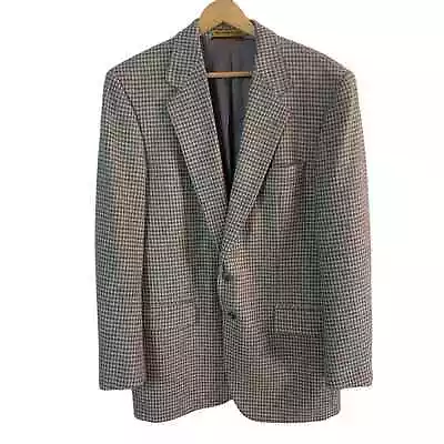 Vintage Sz 41L-42L 100% Wool Sports Coat Jacket Gray/Beige Houndstooth  • $33