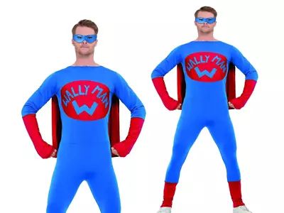 Wallyman Supherhero Mens Adults Lycra Bodysuit Fancy Dress Hero New • £17.99