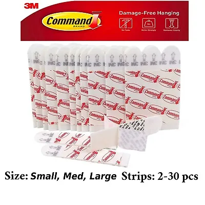 3M Command Picture Hanging Refill Strips Hooks Poster Small MEDIUM LARGE 2-30pc • $23.69