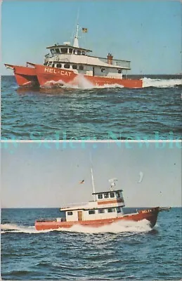 Montauk LI NY - HEL-CAT FISHING FLEET - C1950s Chrome Postcard • $10