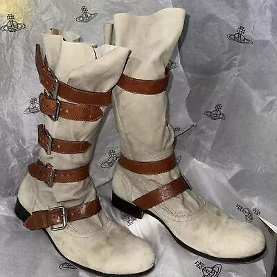 Vivienne Westwood Man Gray Leather Pirate Boots In Size Euro 44. • $248