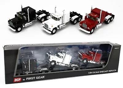 DCP 1:64 *MACK R MODEL* Red Black White Semi Truck Flattop Sleeper 3pc TRIO NIB • $149.99