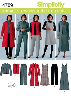 Simplicity Ladies Sewing Pattern 4789 Pants Waistcoat Jacket Coat & Dr... • £6.50