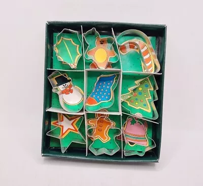 Vtg Christmas Cookie Cutters Miniature Set Of 9 In Original Box New Unused • $11.69