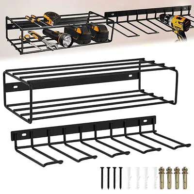 Wall Mount Metal Drill Holder Power Tool Organizer Storage Rack For Garages Home • £10.99