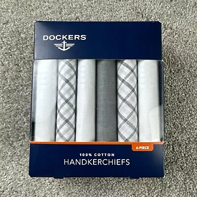 New DOCKERS 6-piece HANDKERCHIEFS Cotton BLACK - WHITE Men • $11.95