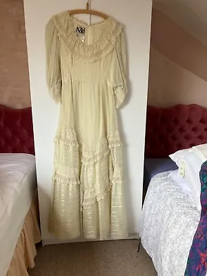 Wedding Dress Vintage 1975 Kati By Laura Phillips Edwardian Style Ruffled • £120