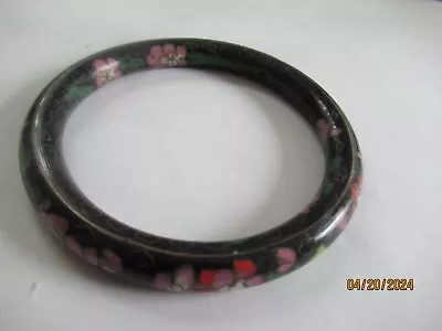 Vintage Antique Chinese Cloisonne Black Bangle Bracelet • $39.99