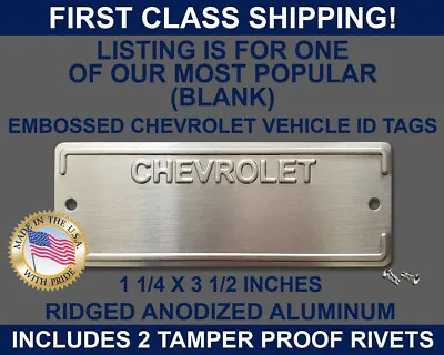 Chevy Chevrolet Door Tag Data Serial Number Plate (blank) Usa • $35.80