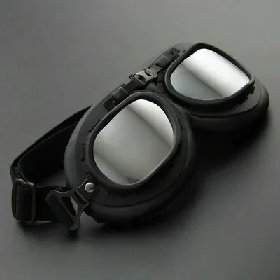 Retro Vintage Pilot Aviator Goggles Motorcycle For Harley Racer Cruiser Tinted • $16.11
