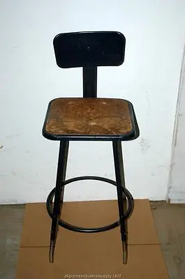 Industrial Machine Age Steam Punk Machinists Metal Shop Chair Stool Wood Seat • $99.97