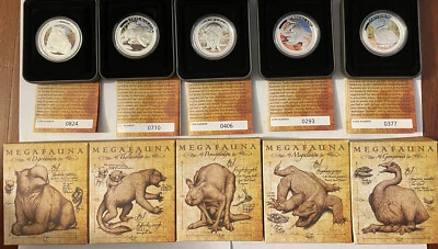 $449.99 • Buy Megafauna 1oz Silver Proof 5 Coin Set .999 Pure Silver