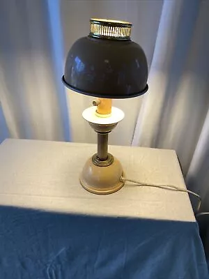 Vintage Table Lamp Metal Tan W/ White Flowers Brass Works • $34.99