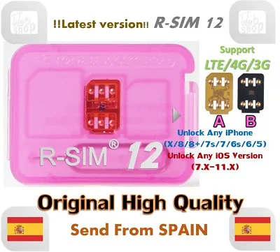 R-SIM12 LTE 4G Nano Unlock Card For IPhone X/8/7/6/5 IOS11.x RSIM R-SIM 12 • £122.62