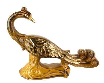 $24.99 • Buy Vintage 12  USA Pottery Glazed Ceramic Exotic Bird Peacock Accent Statuette
