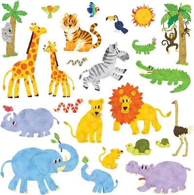 £13.49 • Buy Decowall Jungle Animals Nursery Kids Removable Wall Stickers Decal DW-1513N