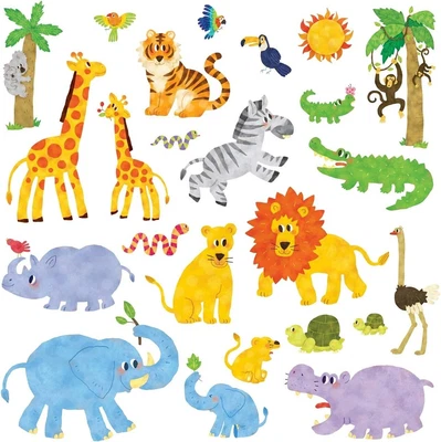 £13.49 • Buy Decowall Jungle Animals Nursery Kids Removable Wall Stickers Decal DW-1513N