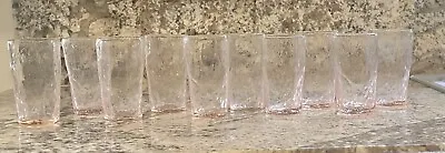 VINTAGE MORGANTOWN CRINKLE SENECA DRIFTWOOD PINK FLAT GLASSES 4” (Set Of 10) • $45