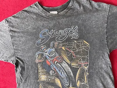 XL Vintage 1993 Sturgis Black Hills Burn Out Acid Wash Single Stitch T-Shirt • $45