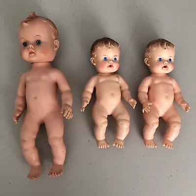 Sun Rubber Doll Drink & Wet Sculpted Hair Blue Eyes Squeeze Ruth Vtg Lot Of 3 • $39.95