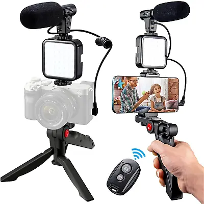 Smartphone Vlog Video Kit With Tripod Microphone LED Light - AU • $26.71