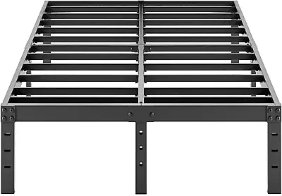 Metal California King Size Bed Frame - 16 Inch Tall Black Basic Steel Slats Cali • $127.99