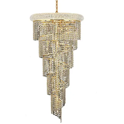 CRYSTAL CHANDELIER LARGE ENTRY FOYER SPIRAL DINING ROOM 18 LIGHT FIXTURE 48 Inch • $2097.21