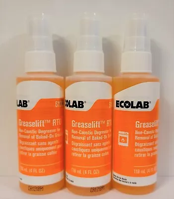 Ecolab Greaselift Non-Caustic Degreaser - 3 Pack RTU 4oz Spray Bottles 6100319 • $15.33