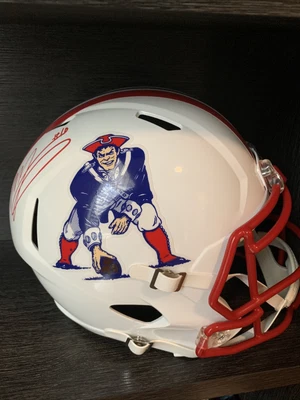 $150 • Buy Mac Jones Autographed NE Patriots Replica Throwback 82-89 Helmet Beckett COA