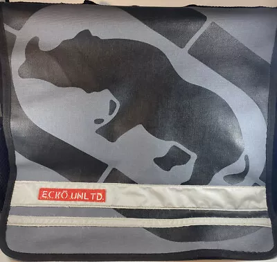 Ecko Unltd Messenger Laptop Multi Pocket Shoulder Bag Grey Black Rhino Logo • $21