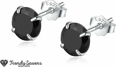 £2.79 • Buy 100% SOLID 925 Sterling Silver Round-Cut Solitaire Cubic Zirconia Stud Earrings