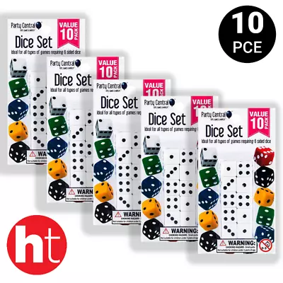 Party Central [50PCE] Dice Set Assorted With 10 Pcs Each D6 Standard Dice • $17.95