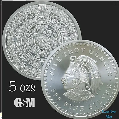 Aztec Calendar 5 Oz Silver Round • $295