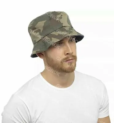 Mens Outdoors Fishermans Festival Fishing Sun Lightweight Cotton Bucket Hat • £6.99