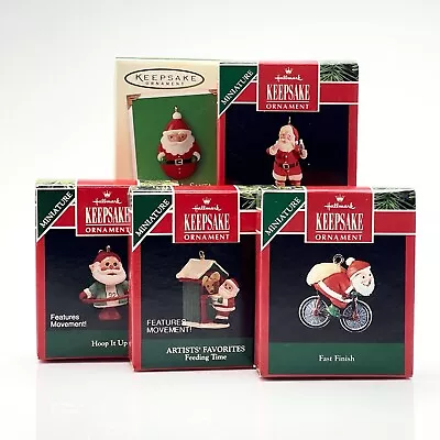 Nib Hallmark Keepsake 5 Miniature Vintage Santa Claus Ornaments Dated & Motion • $34.90