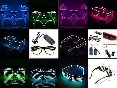 EL Wire Neon LED Light Sunglasses Eyewear Shade Nightclub Halloween Rave Party • £6.99