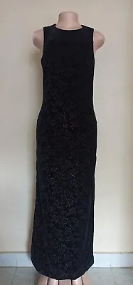 Versus Gianni Versace Vintage Black Floral Velvet Maxi Dress Size US 4 UK 8 • $125.80